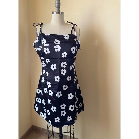Love + Harmony Women's Dress Size L Mini Black White Daisy Shoulder Ties - Picture 5 of 7